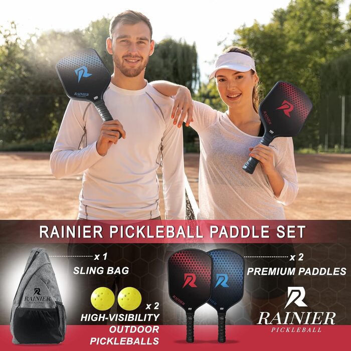 Набір для піклболу 2 шт: ракетки з фібергласу 16 мм, м'ячі, сумка, сертифіковані USAPA