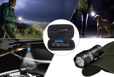 Ліхтар налобний LED 6000 люмен, перезарядна USB-C, 8 режимів, водонепроникний, для кемпінгу, туризму, надзвичайних ситуацій (чорний)