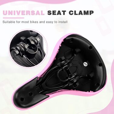 Дитячий велосипедний сідло – м'яке та водонепроникне сідло для хлопчиків/дівчаток – антиковзне покриття, широке велосипедне крісло Dual Shock для 12, 14, 16, 18, 20 дюймових гірських велосипедів, Чорний/Червоний (Великий рожевий квітка)