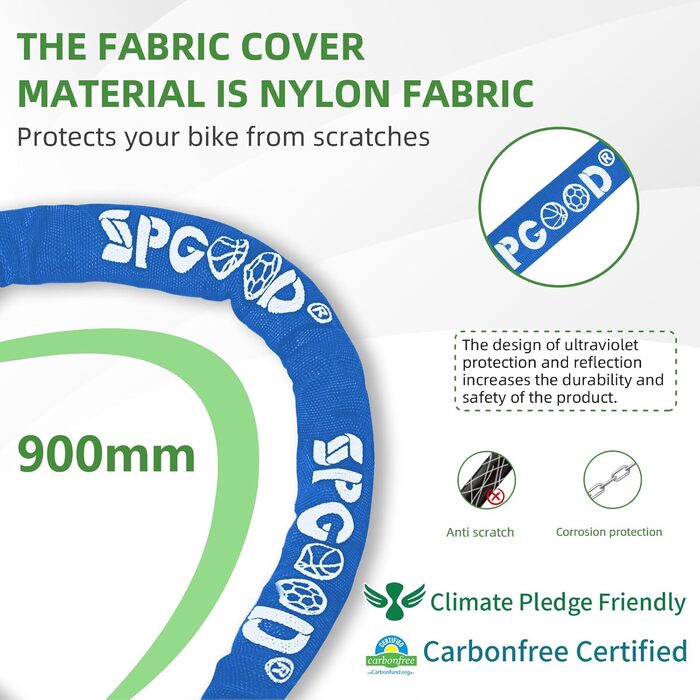 Надійне велозамок з 3 ключами, 90 см, проти крадіжок, з водонепроникним чохлом для велосипеда, електросамоката, електровелосипеда, MTB, мотоцикла, вантажного велосипеда, 870 мм, чорний/темно-синій