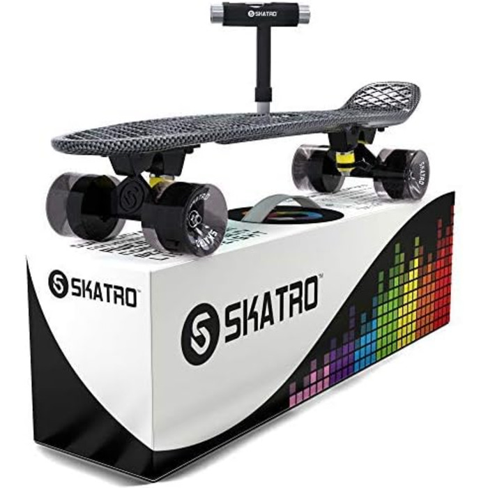 Скейтборд Skatro Mini-Cruiser 22 дюйми, пластиковий, ретро-стиль, Grey Thunderstorm
