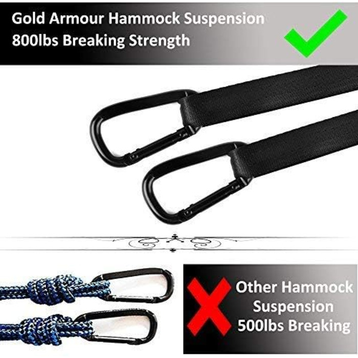 Гамак подвійний Gold Armour XL для кемпінгу з ременями - вуличний та домашній, США
