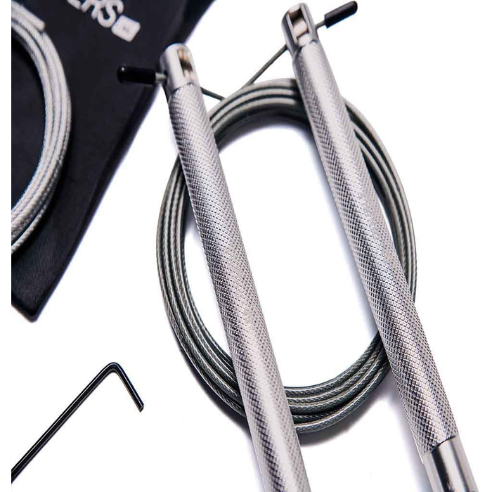 Стрибкове канат Springseil Speed Rope: регульований, для CrossFit, боксу, фітнесу, металеві ручки (срібний)
