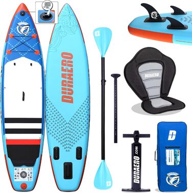 Надувна SUP-дошка 330x76x15 см, до 150 кг, з сидінням для каяка, тримачем для камери, повний комплект аксесуарів (весло, насос, рюкзак), синя