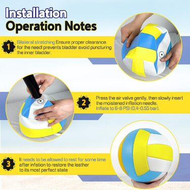 Волейбольний м'яч Aipwerer для пляжу та залу: водонепроникний, Soft Touch, жовто-блакитний, розмір 5