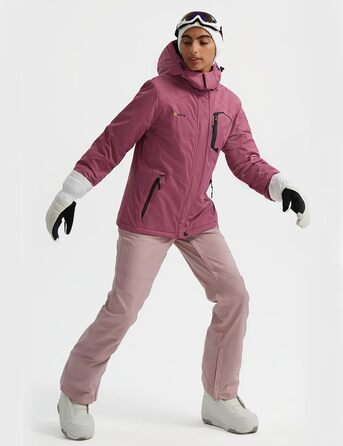 Жіноча водонепроникна гірськолижна куртка GEMYSE з флісовою підкладкою, вітрозахисна, з капюшоном, світло-рожевий колір