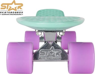 Скейтборд BIKESTAR Vintage Retro Cruiser 60 мм для дітей та дорослих, багатобарвний, для початківців від 6 років
