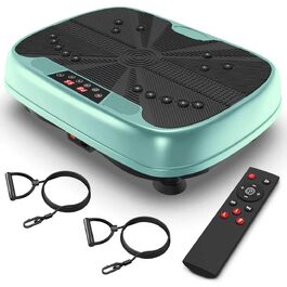 Віброплатформа для тренувань з магнітною терапією та Bluetooth | 99 рівнів швидкості, тренування всього тіла | Віброплатформа з еластичними стрічками та пультом керування для дому, для схуднення (Зелена)