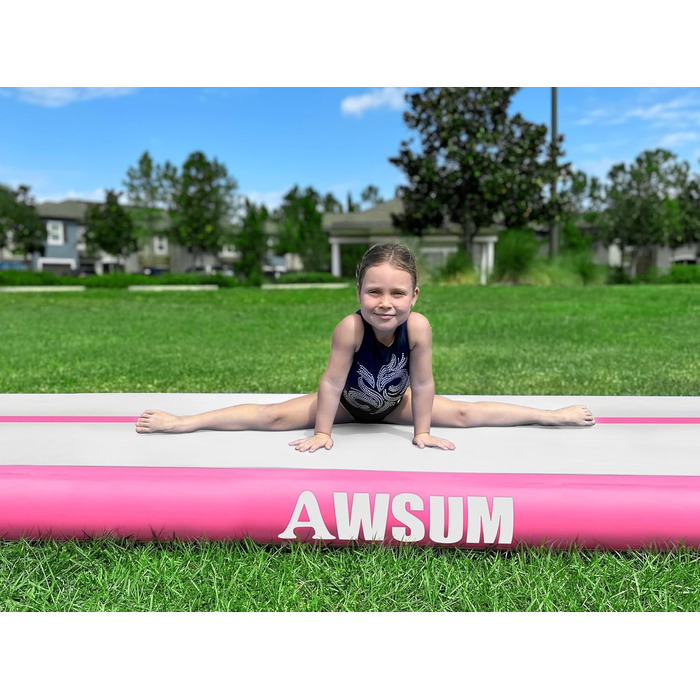 Надувний мат для гімнастики AWSUM Air Matte Track 2/3/4/5/6 м, товщина 10/20 см, з насосом, для йоги, дому та вулиці