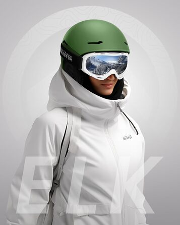 Лижний шолом OutdoorMaster ELK MIPS для сноуборду та гірських лиж, захисний, для чоловіків, жінок та підлітків, колір лісовий зелений, розмір L