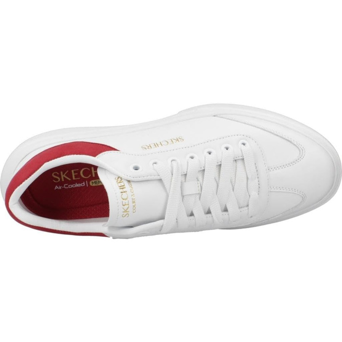 Жіночі кеди Skechers Cordova Classic Best Behavior — білі, штучна шкіра та замша, червона деталізація, розмір 45 EU