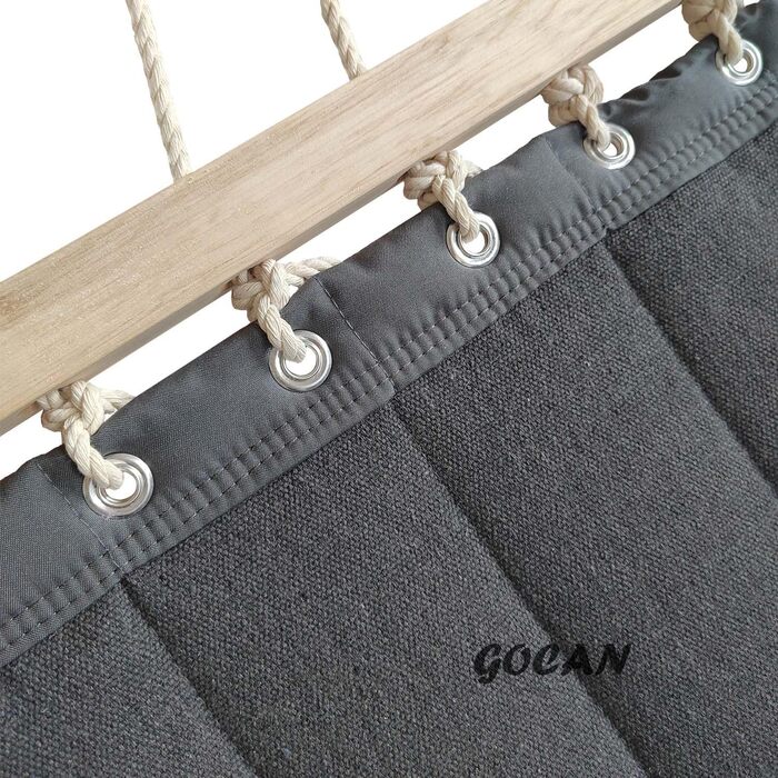 Гаммак GOCAN XXL для 2 осіб, 220x150 см, 330 см, 300 кг, бавовна, для відпочинку на природі, в саду, вдома, для дітей, сірий в смужку
