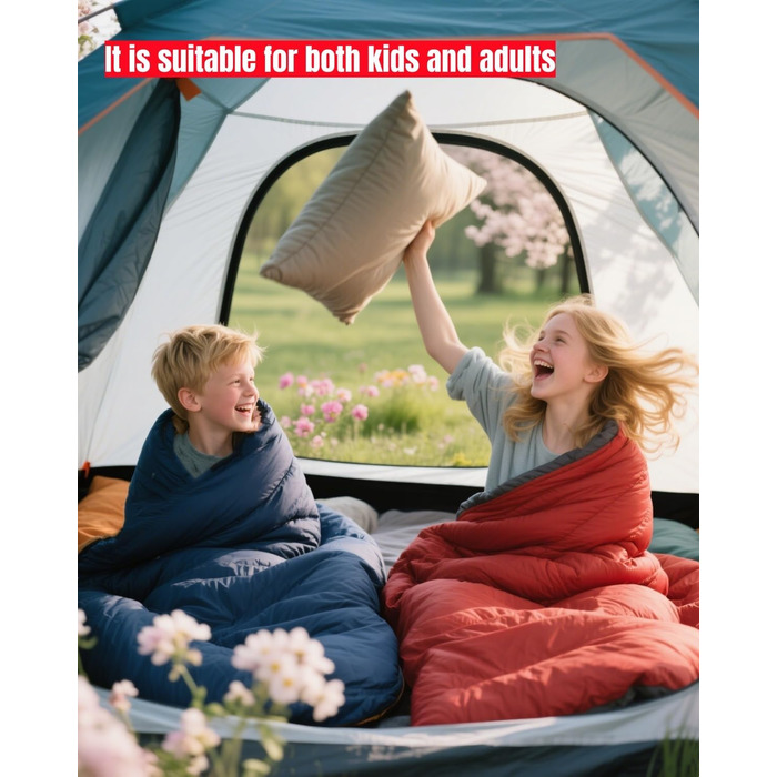 Спальні мішки для дорослих та дітей – для холодної та теплої погоди. Водонепроникний, легкий спальний мішок для кемпінгу, піших прогулянок та трекінгу (з компресійним мішком). Підходить для 3-4 сезонів, 10-20°C, 1.5KG – Чорний