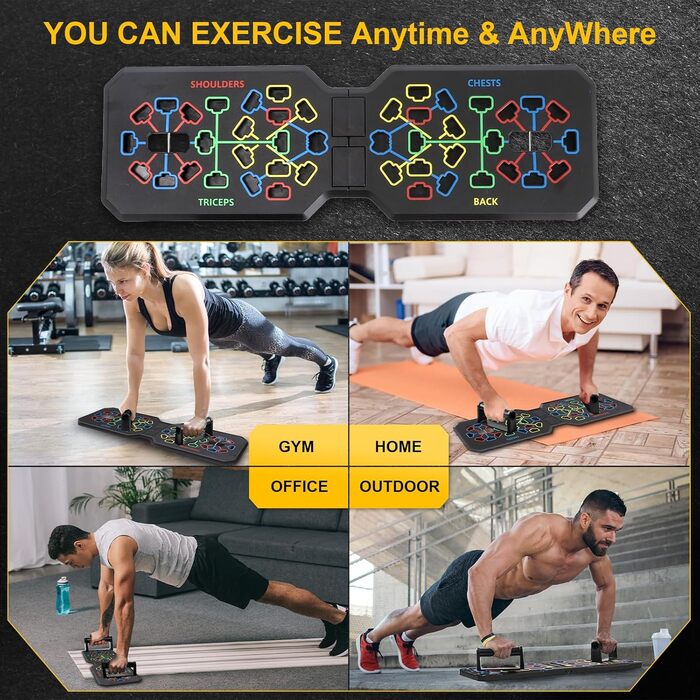 Flintronic Тренажер для віджимань 12 в 1: Розкладний, портативний, для всього тіла. Fitness Board для ефективних віджимань