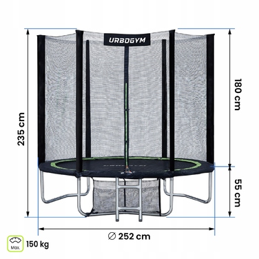Батут із сіткою Urbogym 252 см FT 8 (244-252 см)