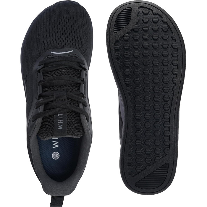 WHITIN Вуличні тапочки без шкарпеток для чоловіків та жінок | Мінімалістичні кросівки з широким носком та підошвою Zero-Drop (37 EU, чорний)