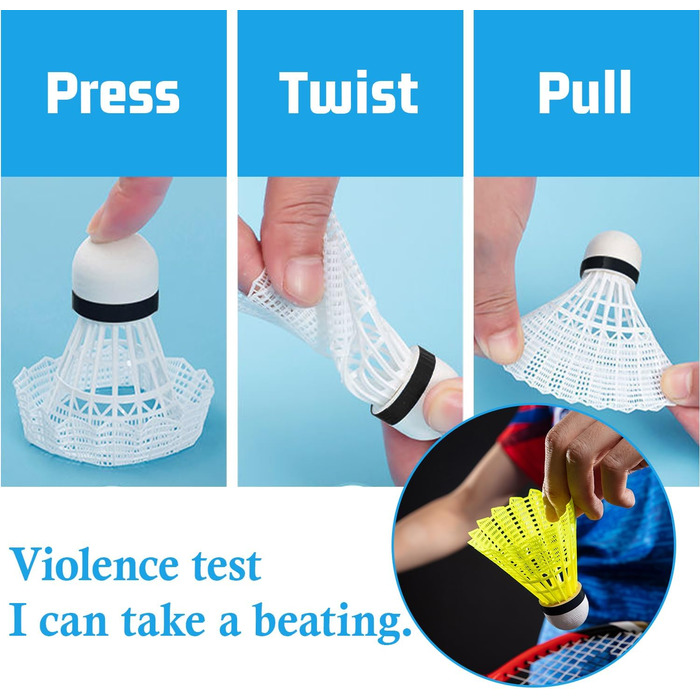 Набір для бадмінтону FYSL 12 штук: міцні нейлонові волани для гри на вулиці, тренувань та відпочинку