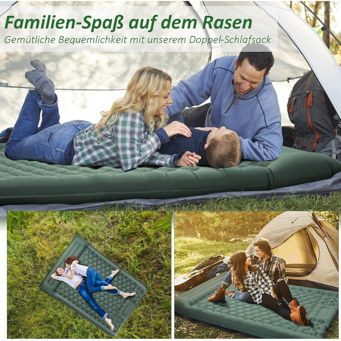 Кемпінговий килимок Jaztral самонадувний, 12 см, для відпочинку на природі, 137x200 см (подвійний).