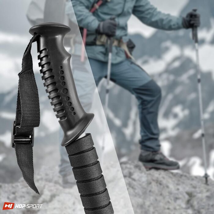 Трекінгові палиці Hop-Sport HS-0135TP для Nordic Walking з телескопічним регулюванням та антишоком, сріблястого кольору