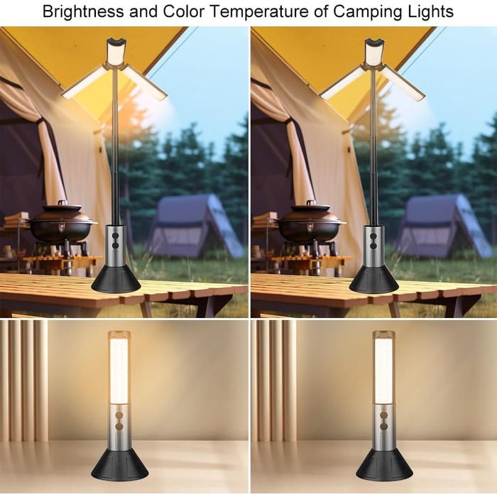 Ліхтар кемпінговий Gerbala 3000mAh з телескопом, LED, багатофункціональний, з гачком, 3 режими, для кемпінгу та піших прогулянок