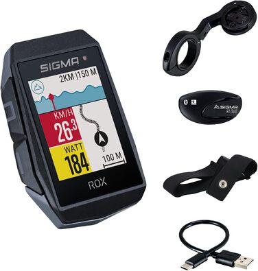 Велокомп'ютер SIGMA SPORT ROX 11.1 EVO White HR Set, бездротовий, GPS-навігація, датчик пульсу, комплект для велосипеда