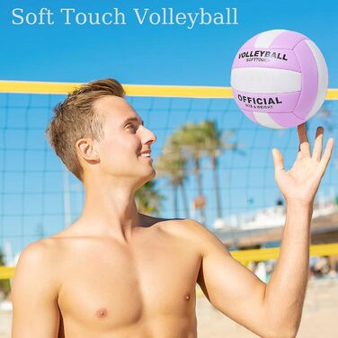 Волейбольний м'яч офіційний розмір 5, комплект з м'яким м'ячем для гри в приміщенні, на вулиці, на пляжі, тренувальний інвентар для волейболу та басейну, фітнес-зал, зелено-білий (фіолетовий/білий)