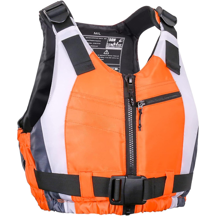 Жилет рятувальний Zeraty для дорослих: для риболовлі, катання на човні, каякінгу та водних видів спорту (M/L, помаранчевий)