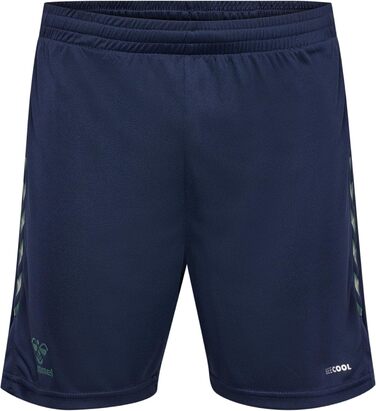 Чоловічі спортивні шорти Hummel Core Poly дихаючі, темно-сині з зеленим (розмір L)