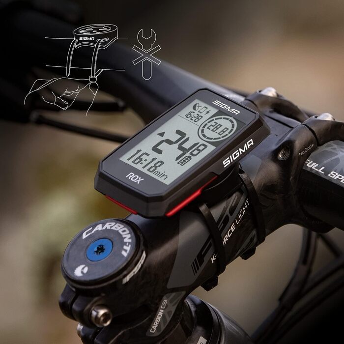 Велокомп'ютер GPS SIGMA ROX 2.0 для велосипеда, унісекс, чорний, навігація, GLONASS, водозахист, 44,9x73,6x18,4 мм