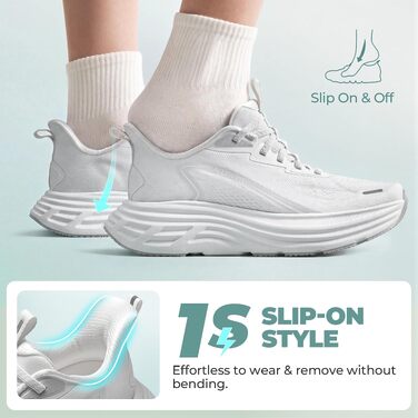 Жіночі спортивні кросівки ALLSWIFIT Slip-On: білі, комфортні, з амортизацією для фітнесу, тенісу та повсякденного носіння (р. 41.5)