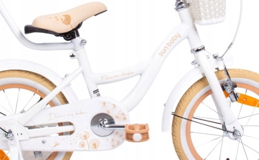 Дитячий велосипед SUN BABY Flower Bike 16 дюймів для дівчинки, біло-бежевий