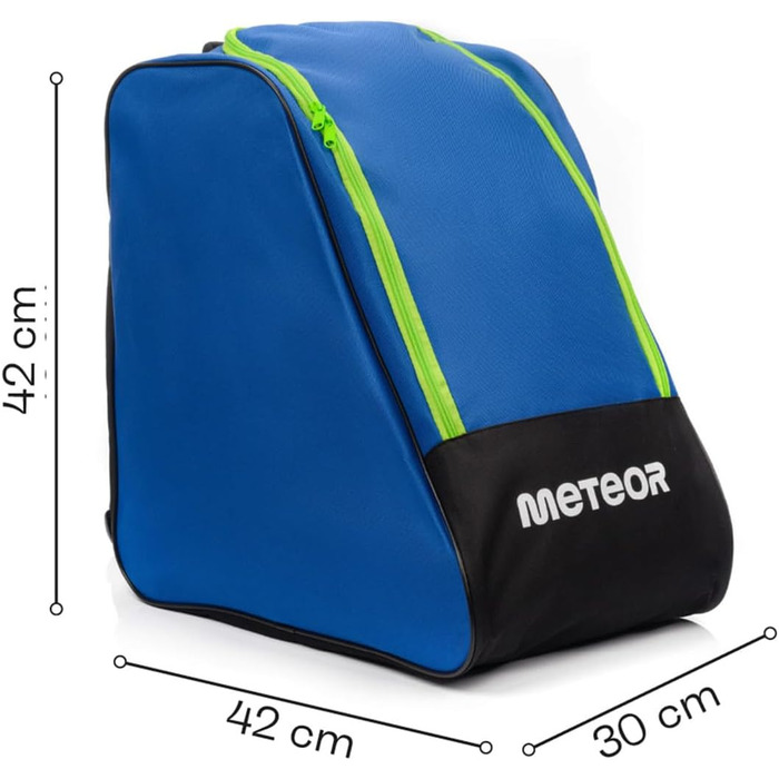 Сумка для лижних черевиків Meteor - рюкзак 42x42x30 см для черевиків, шолома та аксесуарів. Міцна, водовідштовхуюча, з поліестеру 600D, з ручками, для зберігання лижного спорядження (Blue, Ski boot backpack)