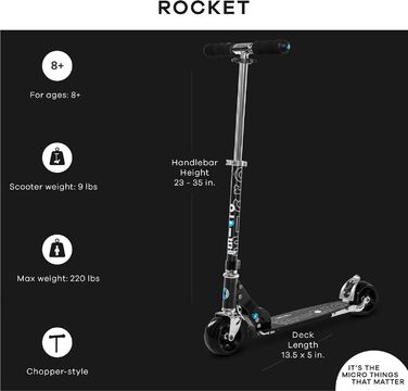 Дитячий самокат Micro Rocket для хлопчиків і дівчат від 8 років