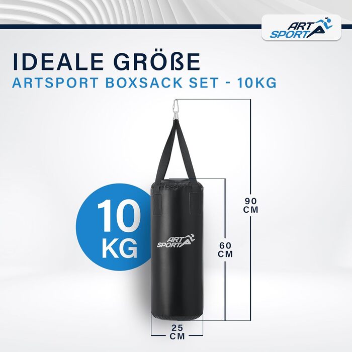 Боксерський мішок ArtSport® для дітей з рукавичками та бинтами - 8 кг, з кріпленням, від 6 років