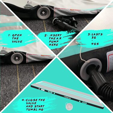 Надувний гімнастичний мат для тамблінгу та акробатики з електричним насосом, рожевий (2*1*0.1м)