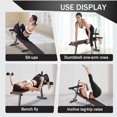 Скляна та плоска лава для тренувань, складана, з регулюванням кута нахилу, для тренувань всього тіла, чорна, оновлена версія, вантажопідйомність 300 кг