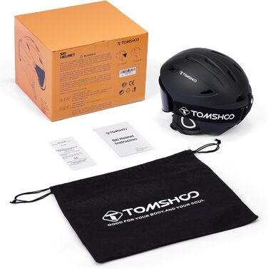 Шолом для лиж та сноуборду TOMSHOO з візором та навушниками, чорний, унісекс, M