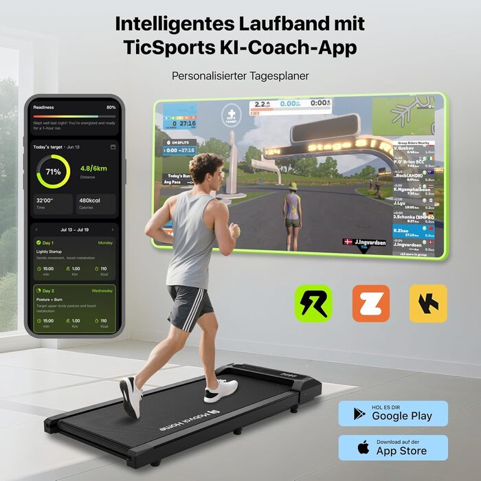 Mobvoi Walking Pad Smart KI: компактний біговий тренажер 2-в-1 для дому та офісу, LED-дисплей, керування пультом, 6 км/год, до 120 кг