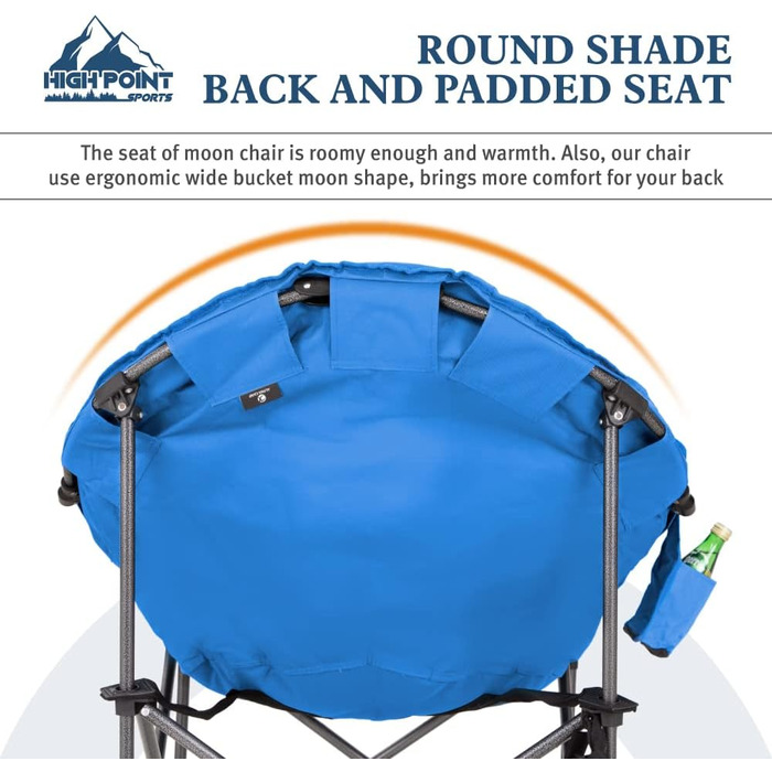 Крісло для кемпінгу High Point Sports Moon Chair XXL, розкладне, блакитне, до 150 кг