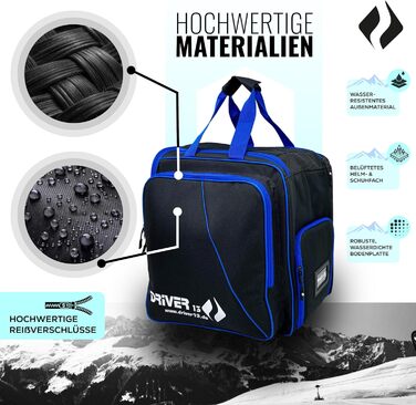 Рюкзак для лижних черевиків Driver13 з відділенням для шолома. Підходить для лиж, сноуборду, роликів та чоботів. Оригінальна модель з 2007 року, чорно-синій.