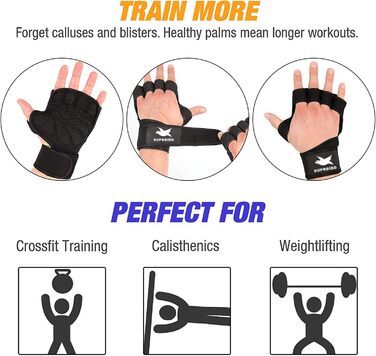 Фитнес рукавички з підтримкою зап'ястя, спортивні рукавички для тренувань чоловічі/жіночі для залу, силових тренувань, важкої атлетики, спорту, бодібілдингу