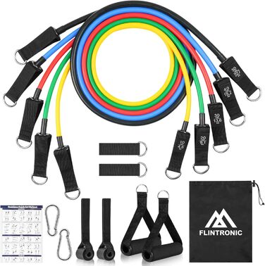 Набір еластичних стрічок Flintronic для фітнесу, силових тренувань та йоги (150 LBS, 12 шт.)