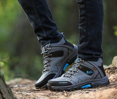 Чоловічі трекінгові черевики для хайкінгу та бігу, чорно-сі, розмір 44 EU, водонепроникні