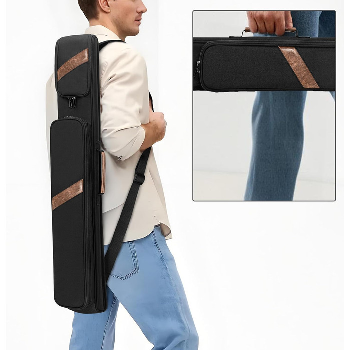 Чохол для більярдного кия: для 1 обідка та 1 кия, з ручкою та регульованим плечовим ременем, з кишенею для аксесуарів, чорний