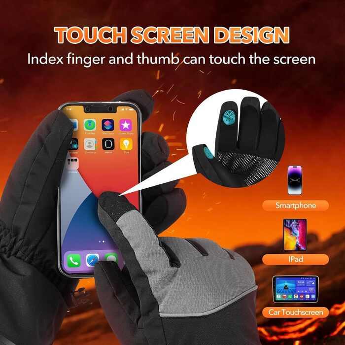 Гріючі рукавички для чоловіків та жінок, з акумулятором 5V 5000mAh, 3 режими нагріву, для мотоциклів, велосипедів, катання на лижах (M)