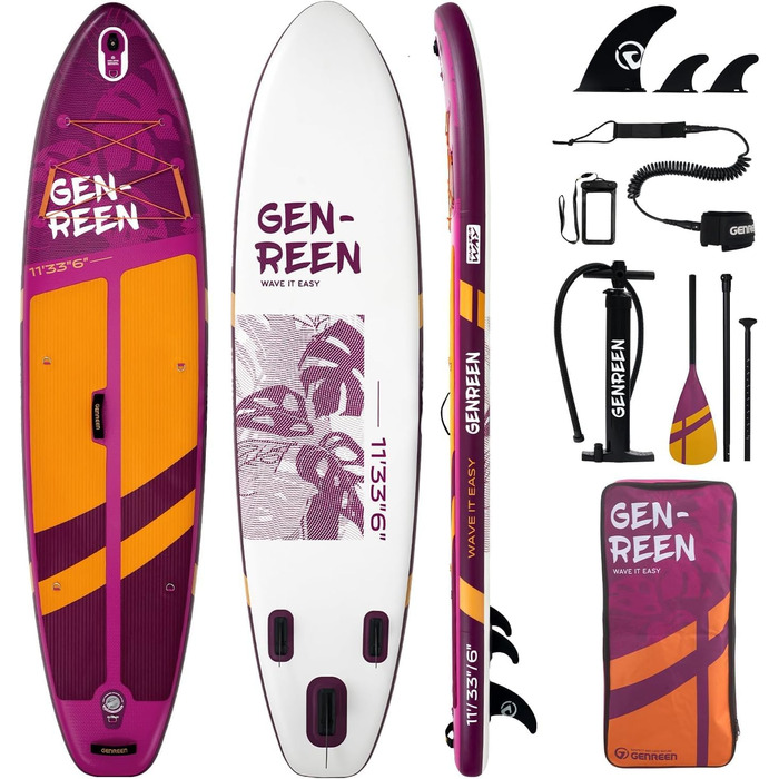 Надувне SUP-борд Monstera Violet 335x86 см для всіх рівнів підготовки з аксесуарами