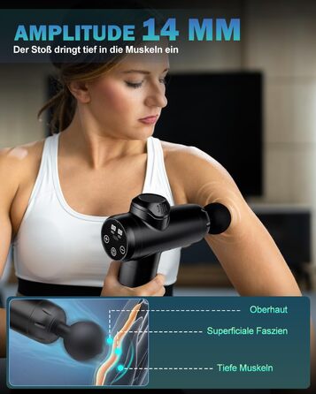Масажер для м'язів, пістолет для перкусійної масажі, тихий електричний ручний масажер з LCD-екраном, 99 швидкостей, 8 насадок, подарунок для чоловіків/жінок, чорний