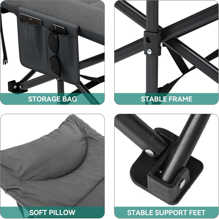 Розкладне ліжко YITAHOME для дорослих: міцне кемпінгове ліжко з вантажопідйомністю 260 кг, сіре