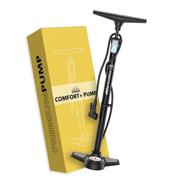 Насос для велосипеда DANSI Stand-Fahrradpumpe з адаптерами AV, SV, DV та великим манометром. Підходить для мотоцикла, електровелосипеда, авто та спортивного інвентарю (з клапаном для спуску тиску).