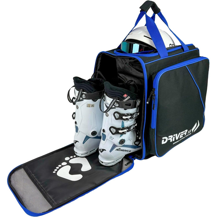Рюкзак для лижних черевиків Driver13 з відділенням для шолома. Підходить для лиж, сноуборду, роликів та чоботів. Оригінальна модель з 2007 року, чорно-синій.